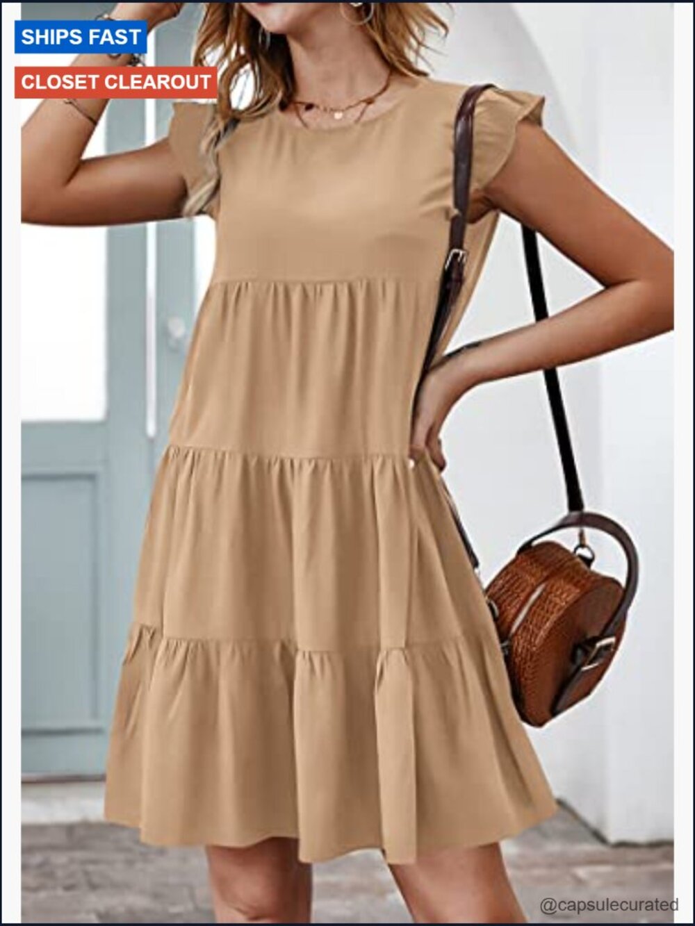 Sleeveless Ruffle Babydoll Sundress Flowy Pleated Mini - Picture 2 of 7